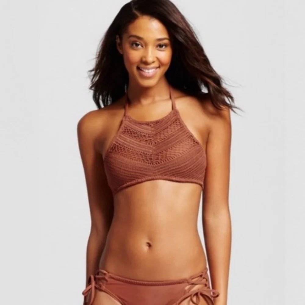 Xhilaration Sienna Crochet High-Neck Bikini Top XS